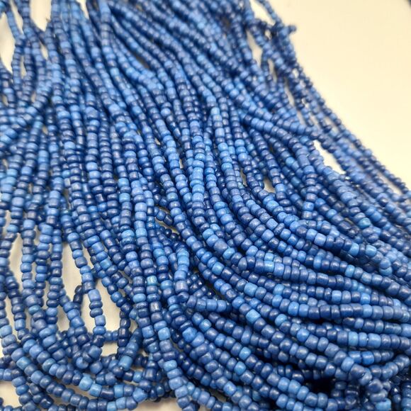 Chico's Blue Seed Bead Multistrand Necklace, 30", New With Tags, Silver Tone - Picture 4 of 15